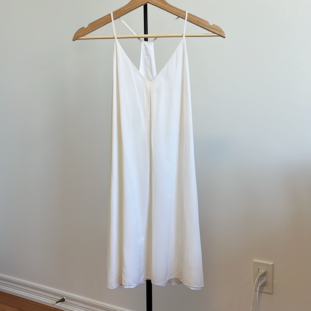 Alice + Olivia White fierra y back tank Silk Slip Dress Size Small - Picture 4 of 12